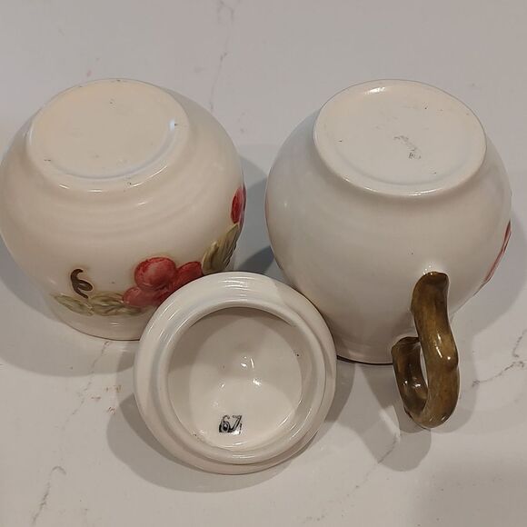 Vintage Pink by Metlox Lidded Sugar and Creamer Set Poppy Trail Vernon Pattern - Picture 9 of 11